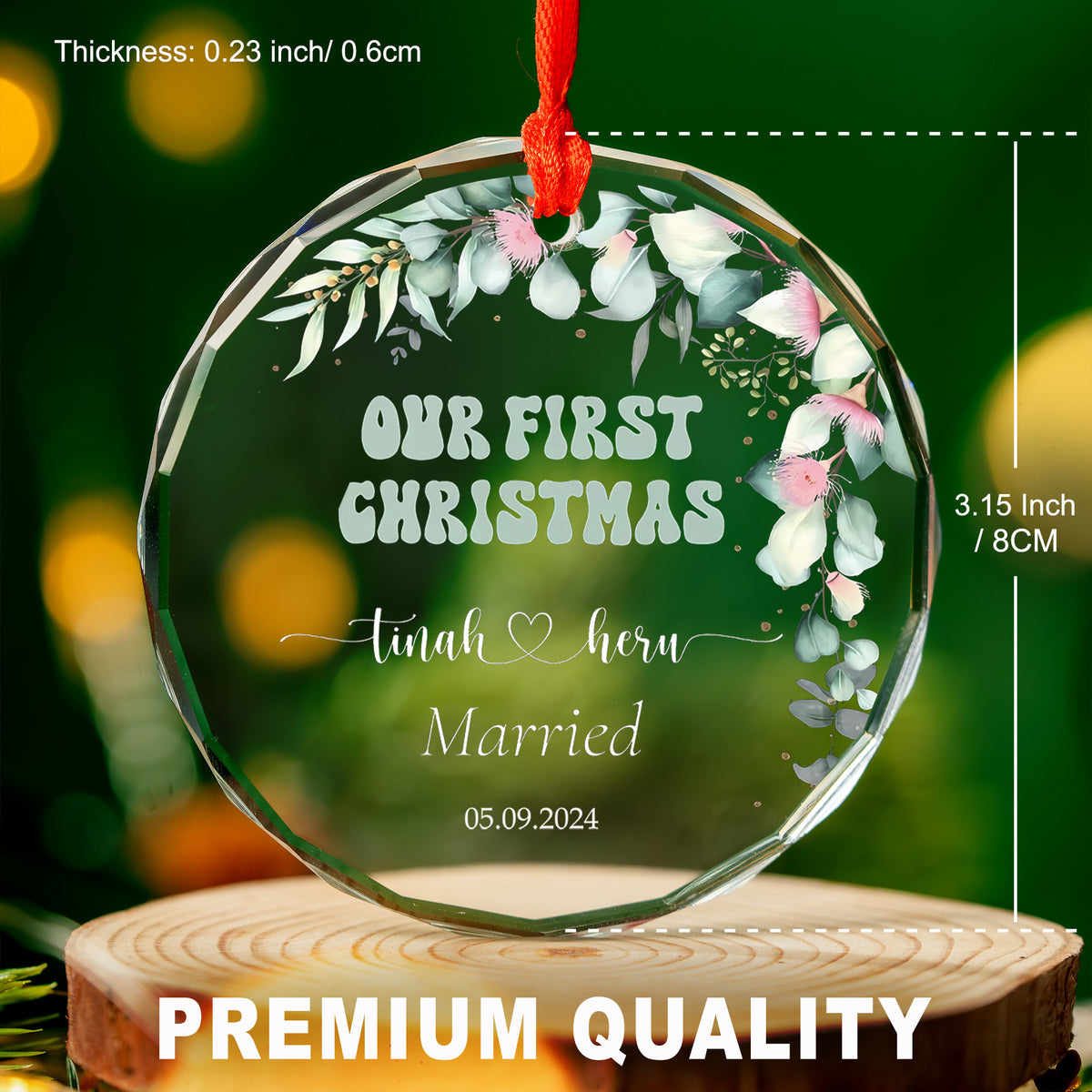 Personalized Engagement Glass Christmas Ornament 2026, Our First Christmas Gift for Fiance - image 5