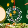 Personalized Lavender Our First Christmas Married Glass Ornament, Wedding Gift