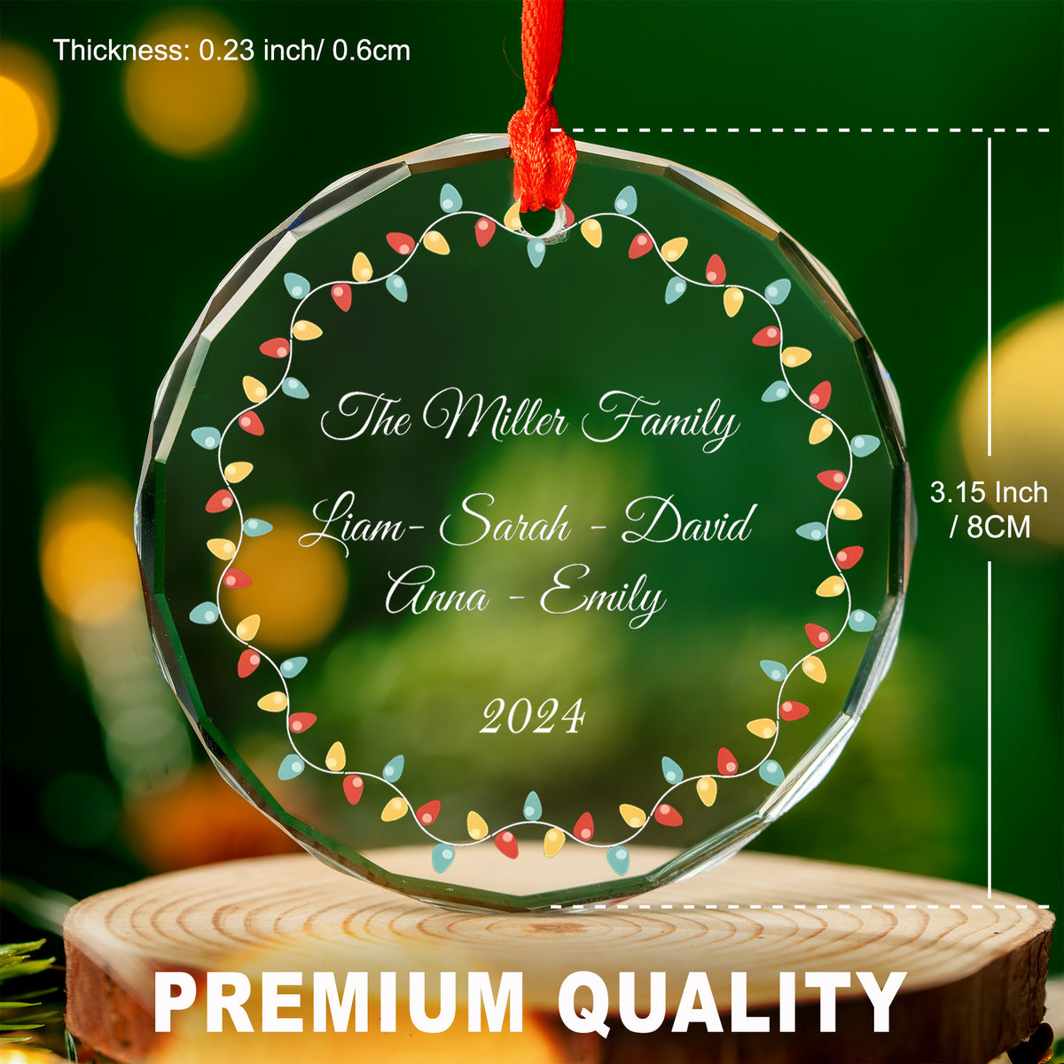 Personalized Family Christmas Tree Glass Ornament, Family Holiday Gift - image 2