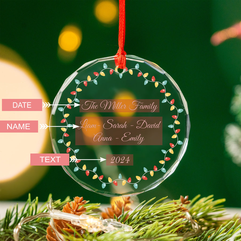 Personalized Family Christmas Tree Glass Ornament, Family Holiday Gift - image 3