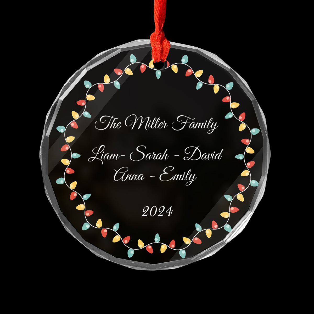 Personalized Family Christmas Tree Glass Ornament, Family Holiday Gift - image 4