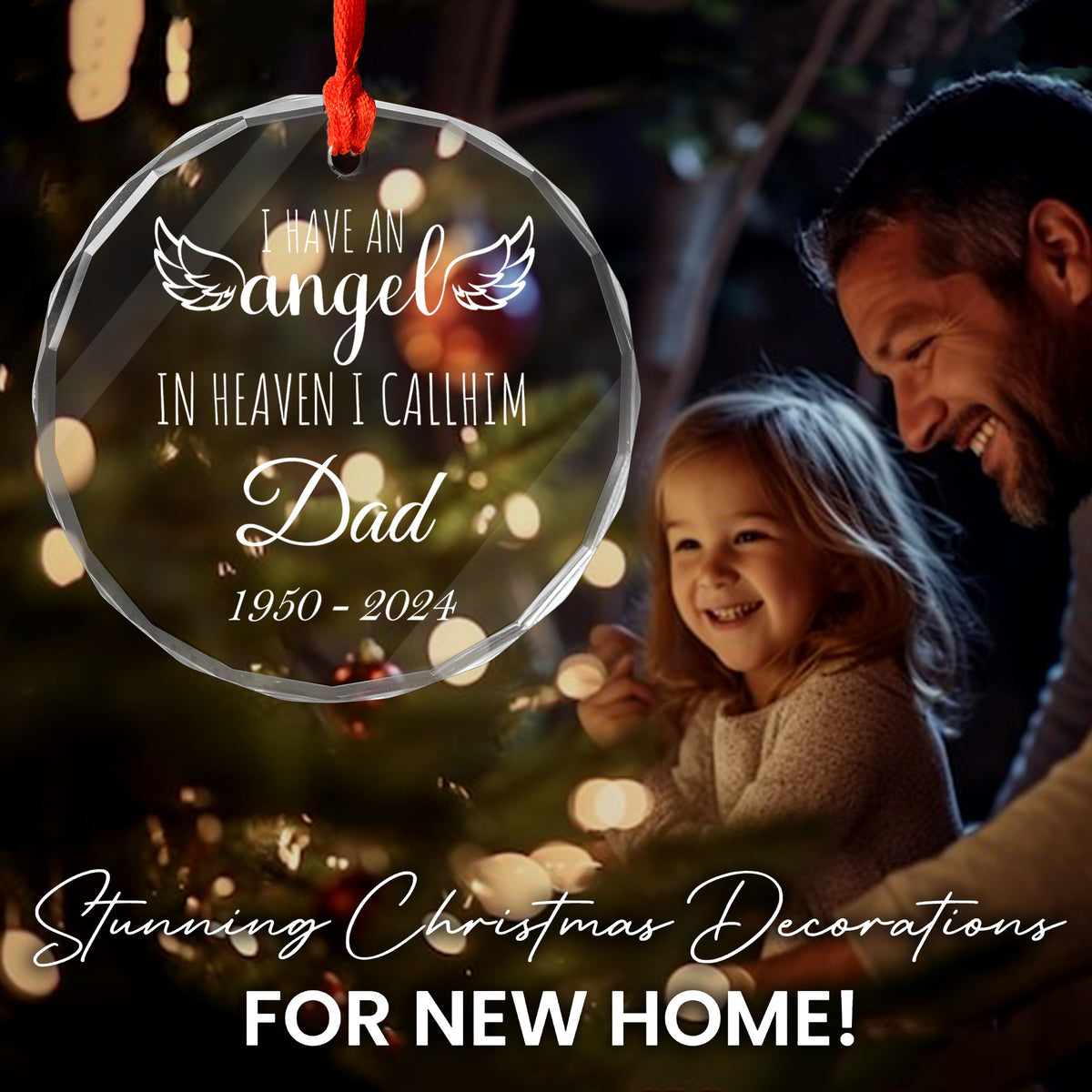Personalized Angel in Heaven Christmas Memorial Glass Ornament, Loss of Loved One Gift - image 3
