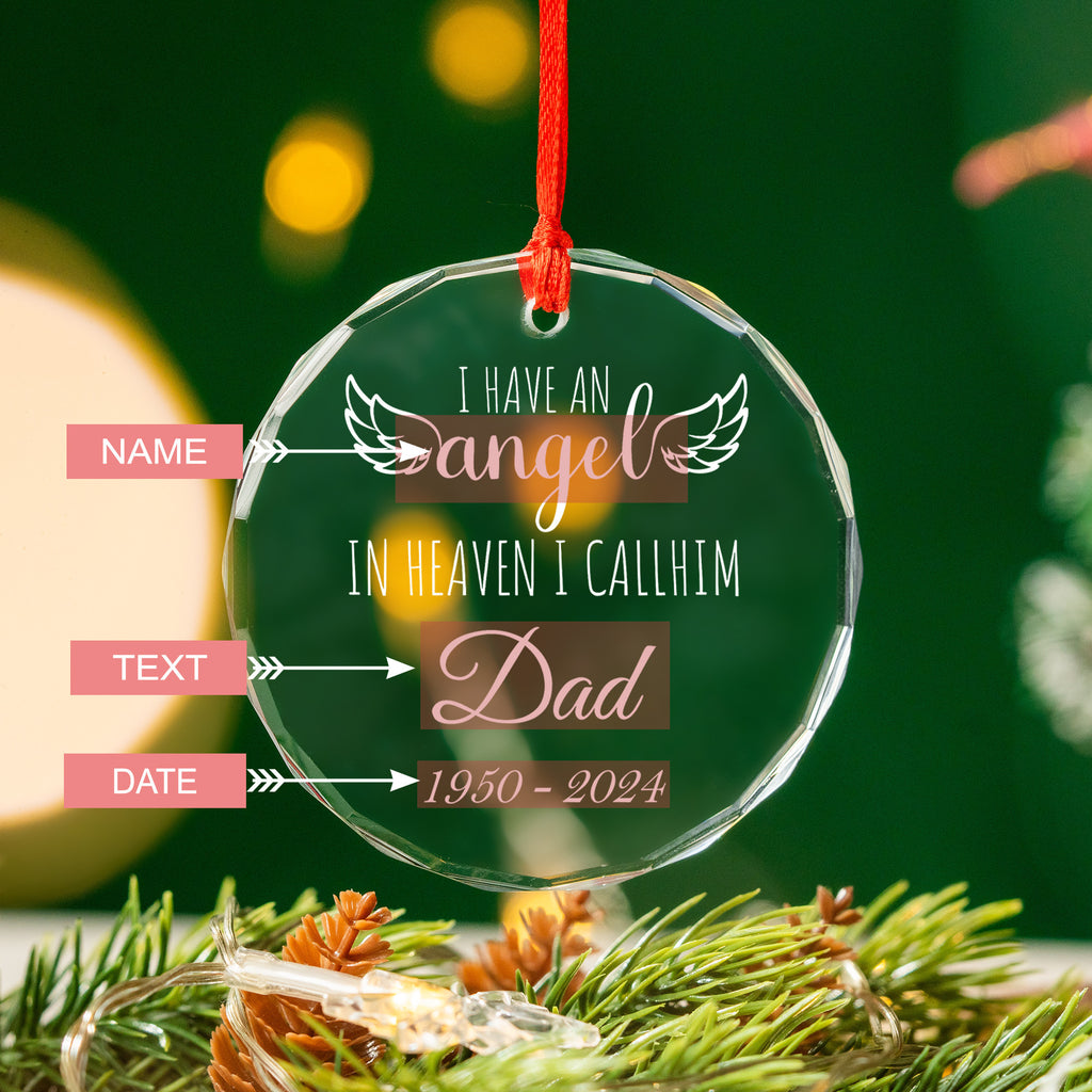 Personalized Angel in Heaven Christmas Memorial Glass Ornament, Loss of Loved One Gift - image 2