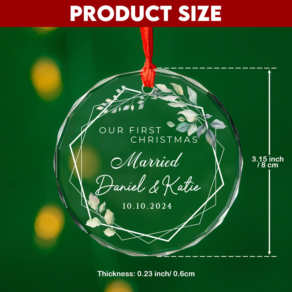 Personalized Mr and Mrs Newlywed Glass Christmas Ornament 2026, Christmas Tree Wedding Gift - image 4