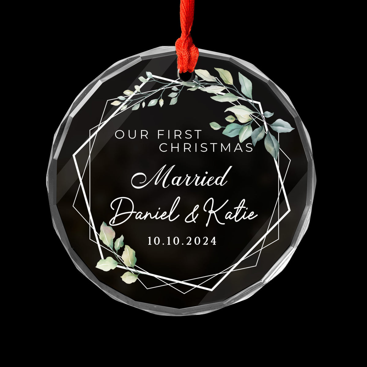 Personalized Mr and Mrs Newlywed Glass Christmas Ornament 2026, Christmas Tree Wedding Gift - image 6
