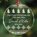 Personalized Ugly Sweater Mr and Mrs Glass Christmas Ornament, Funny Couple Christmas Gift