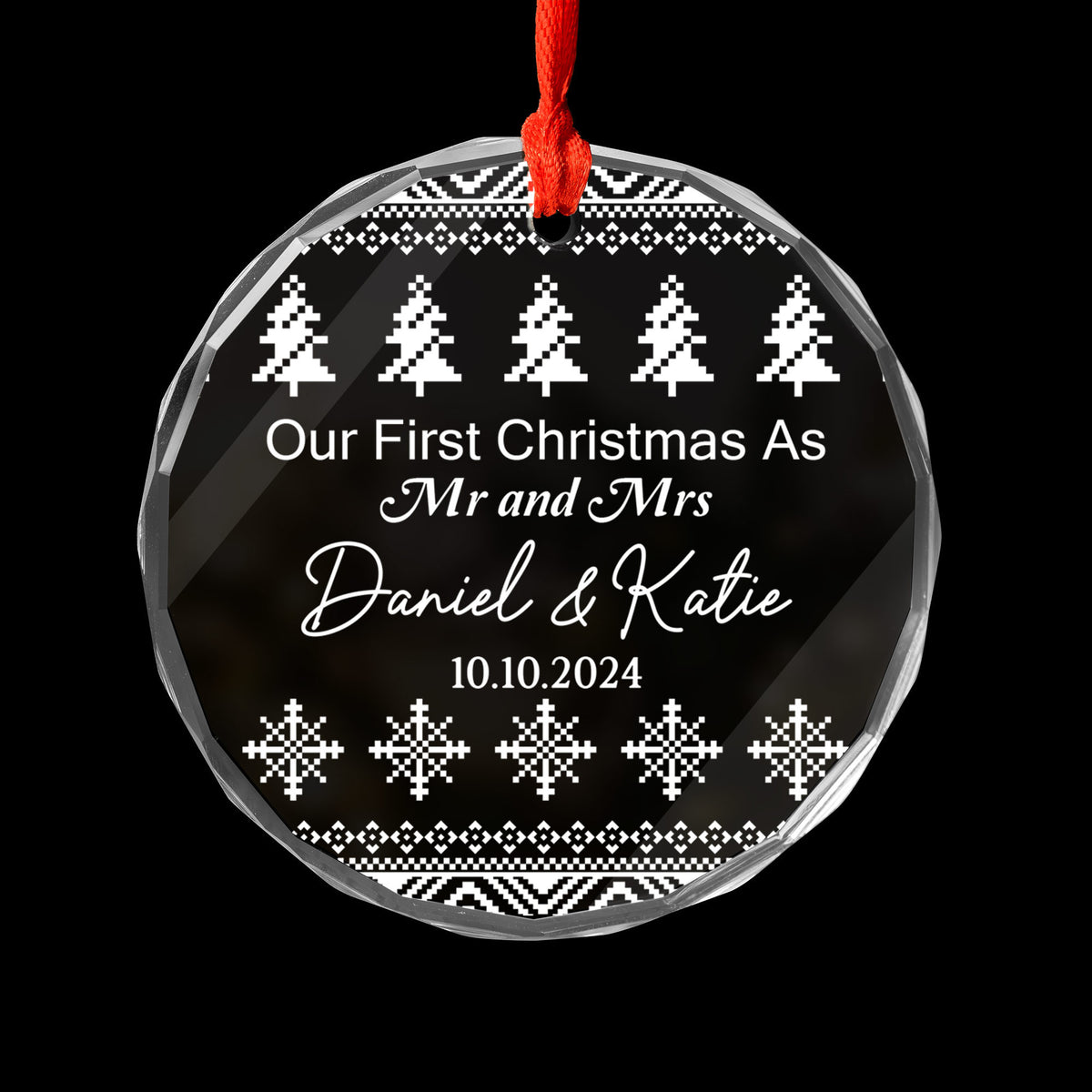 Personalized Ugly Sweater Mr and Mrs Glass Christmas Ornament, Funny Couple Christmas Gift - image 7