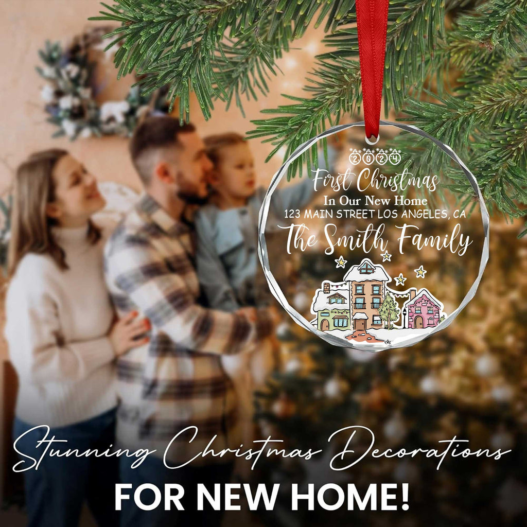 Personalized First Christmas New Home Glass Ornament, Real Estate Agent Gift - image 2
