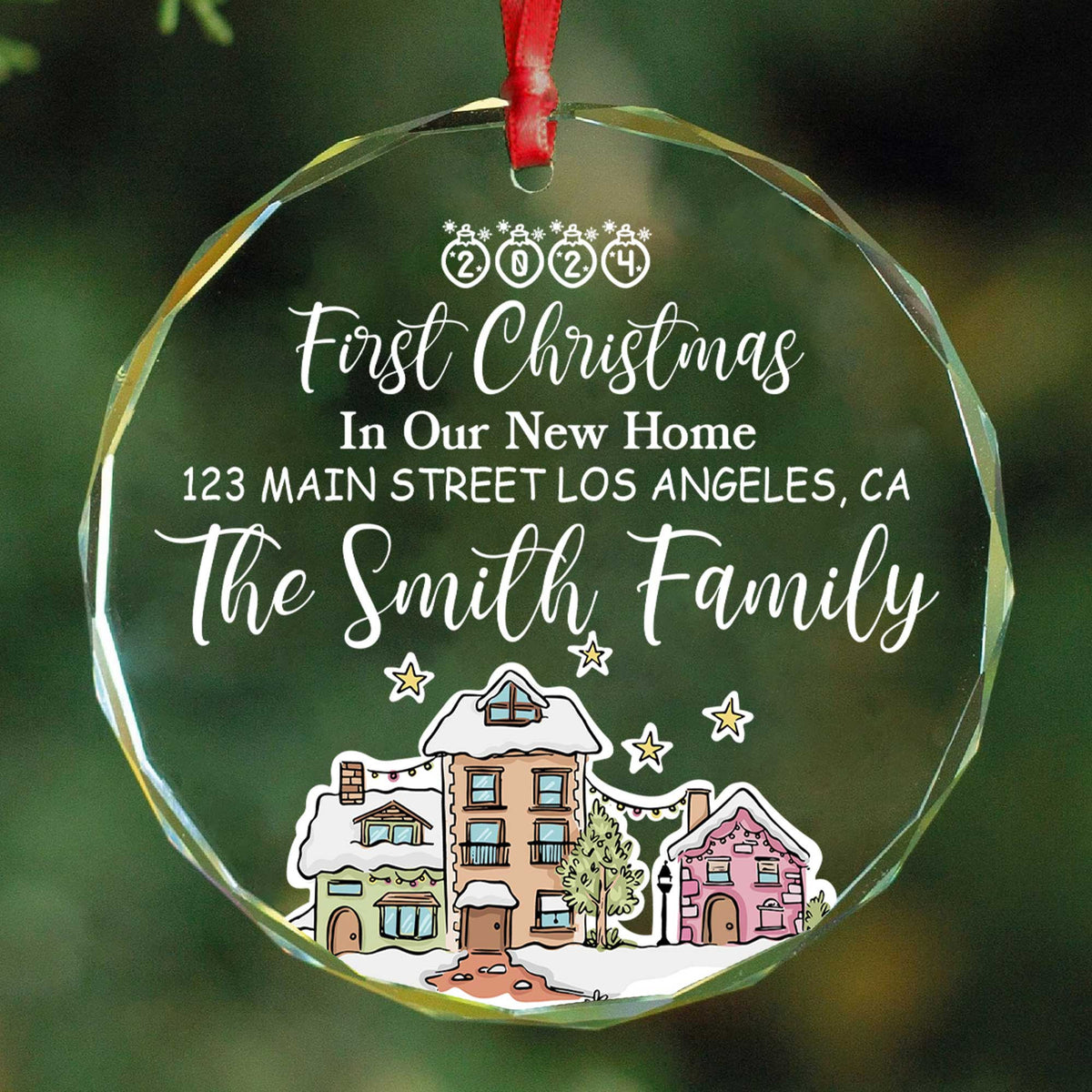 Personalized First Christmas New Home Glass Ornament, Real Estate Agent Gift