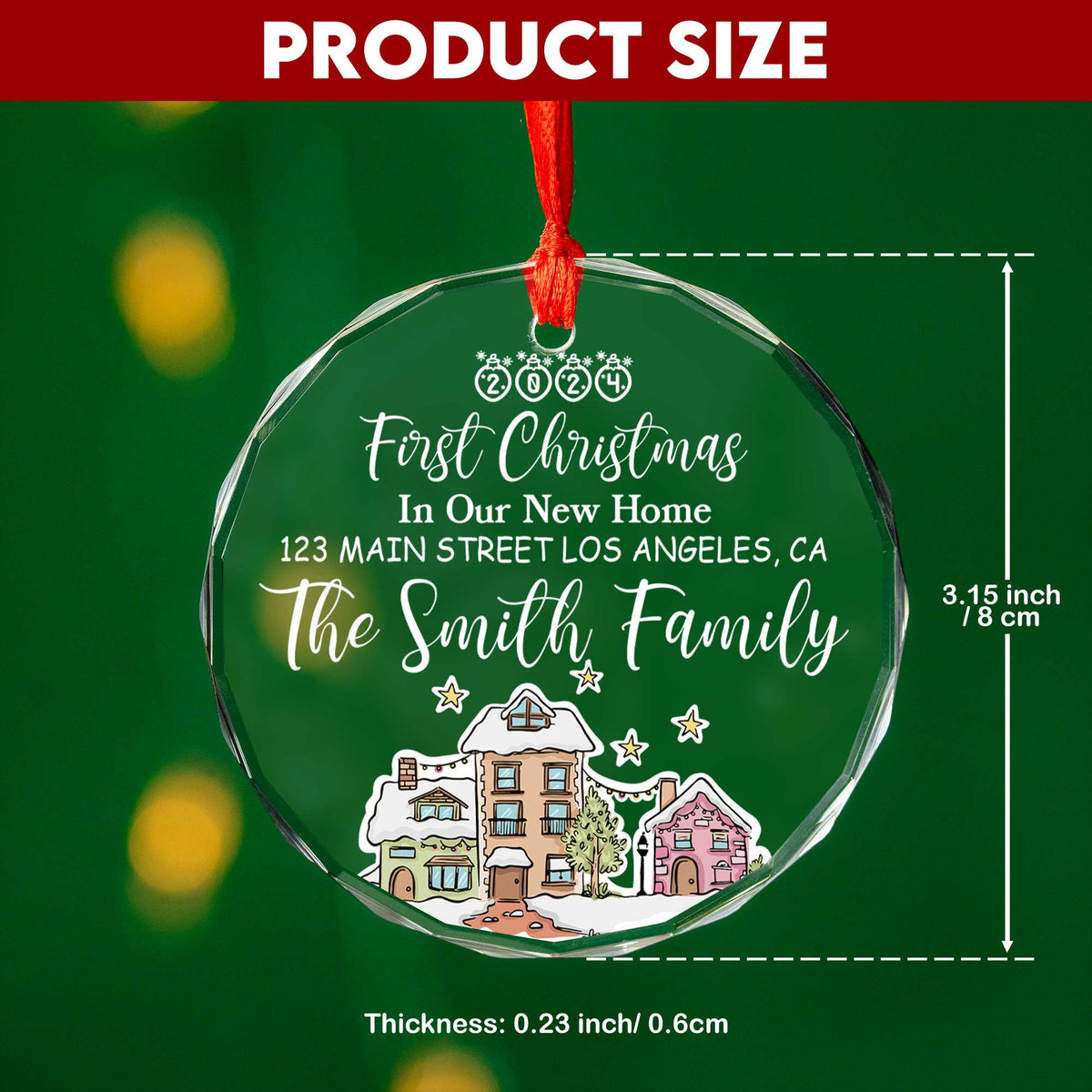 Personalized First Christmas New Home Glass Ornament, Real Estate Agent Gift - image 4