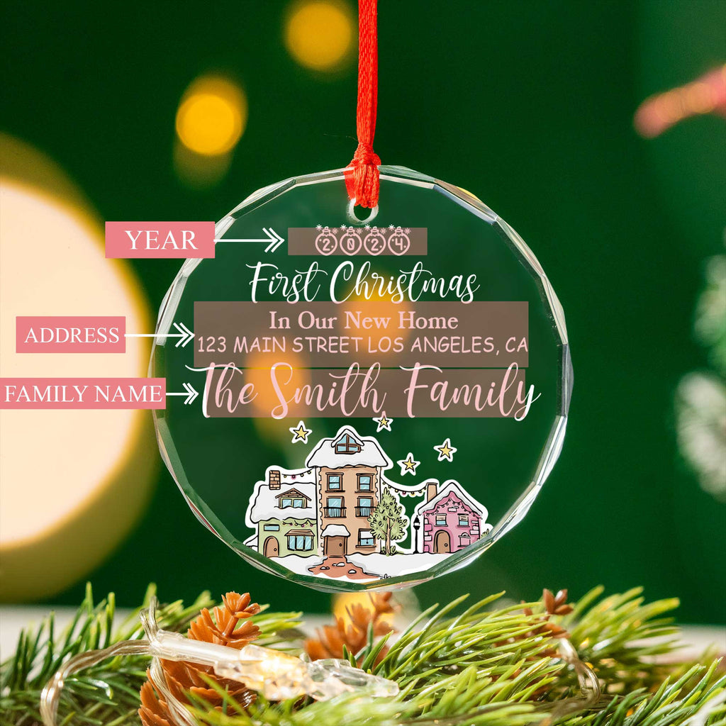 Personalized First Christmas New Home Glass Ornament, Real Estate Agent Gift - image 5