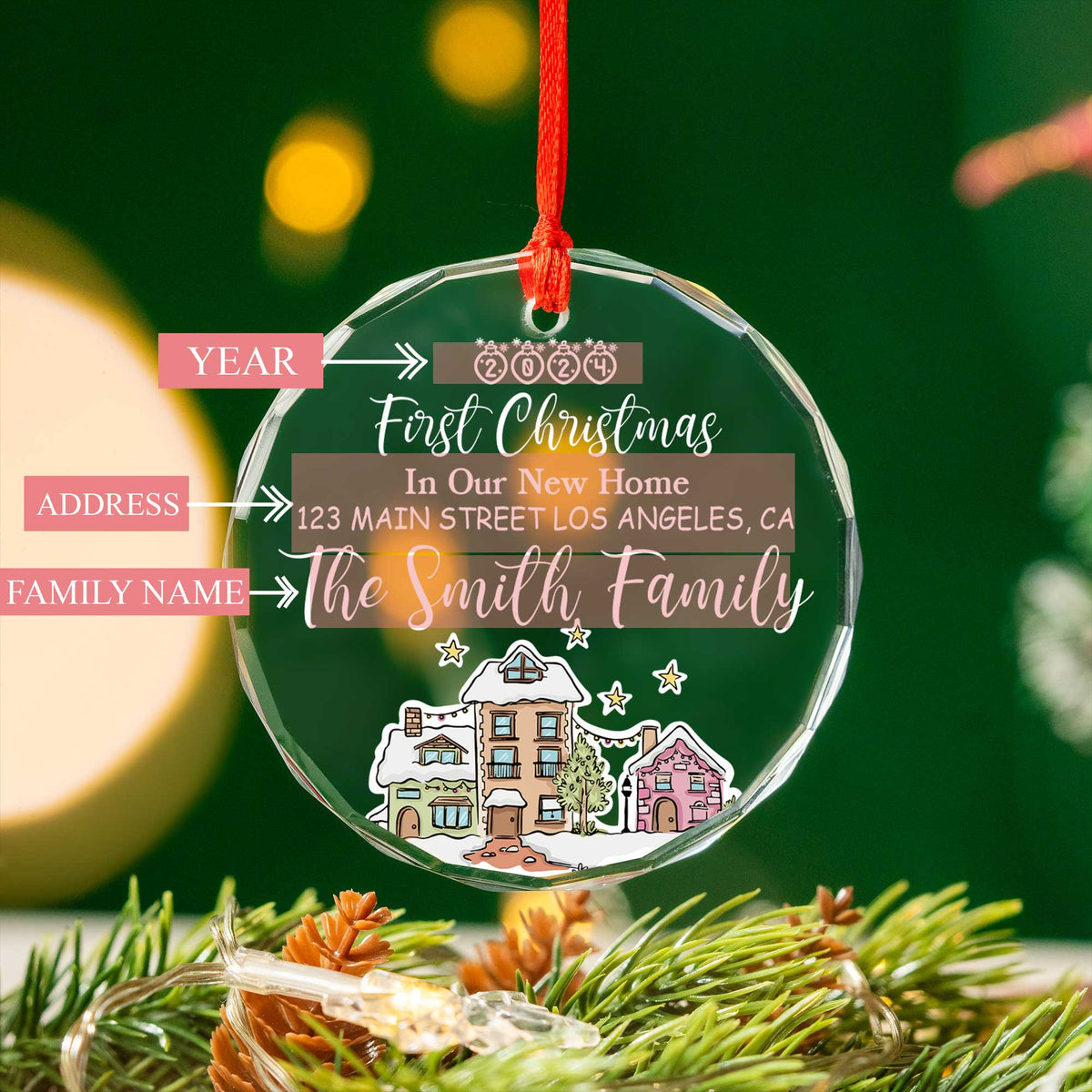 Personalized First Christmas New Home Glass Ornament, Real Estate Agent Gift - image 5