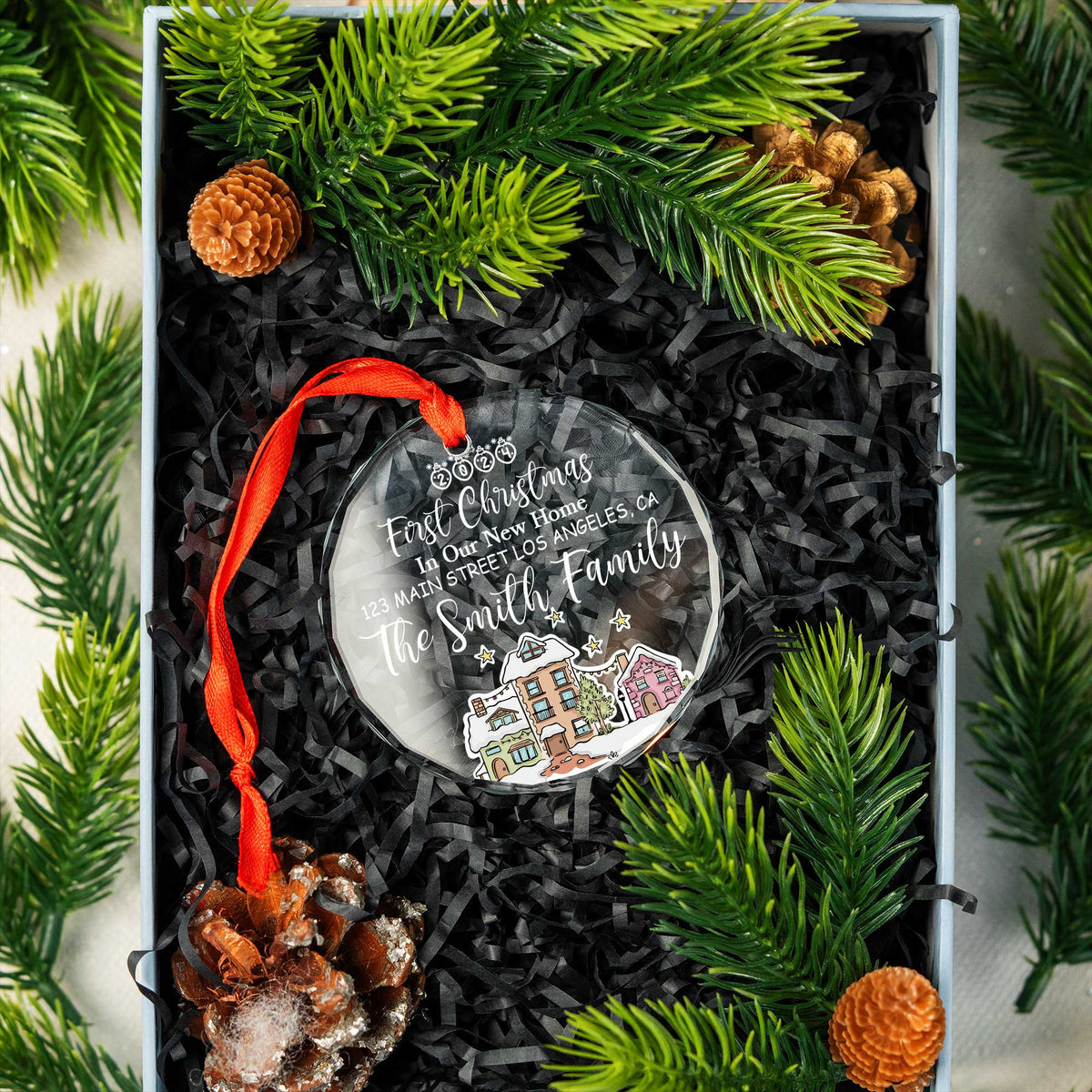 Personalized First Christmas New Home Glass Ornament, Real Estate Agent Gift - image 7