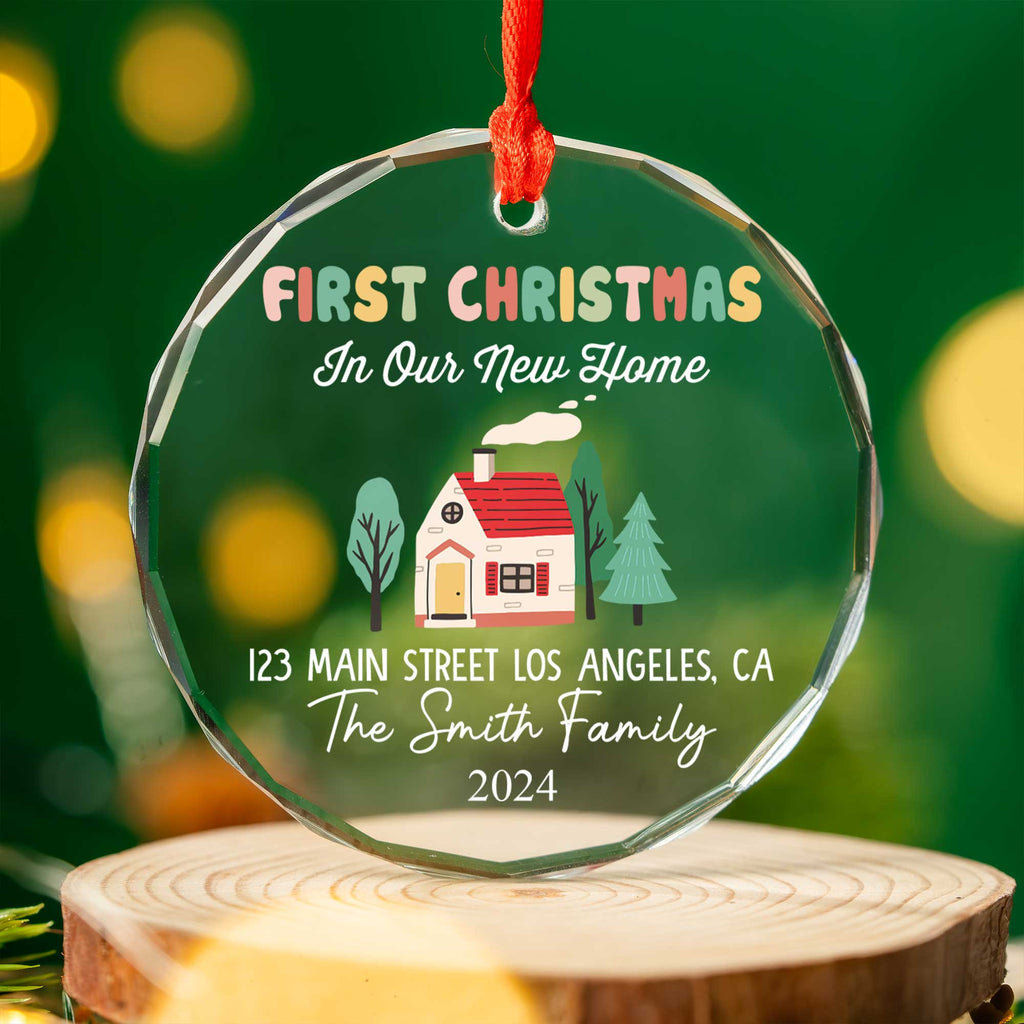 Personalized Groovy First Christmas in Our New Home Glass Ornament 2026, Housewarming Gift - image 3