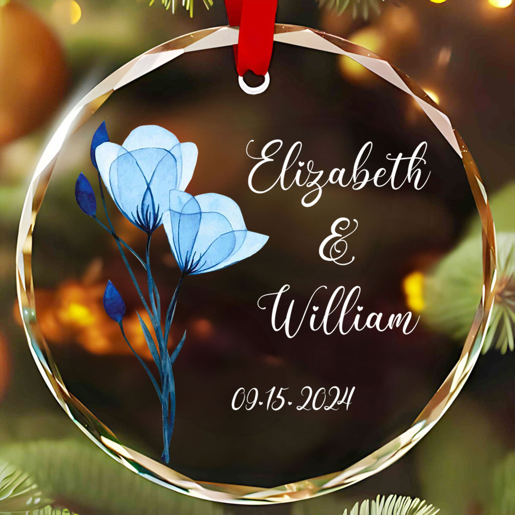 Personalized Couples Glass Christmas Ornament, Engagement or Wedding Gift - image 2
