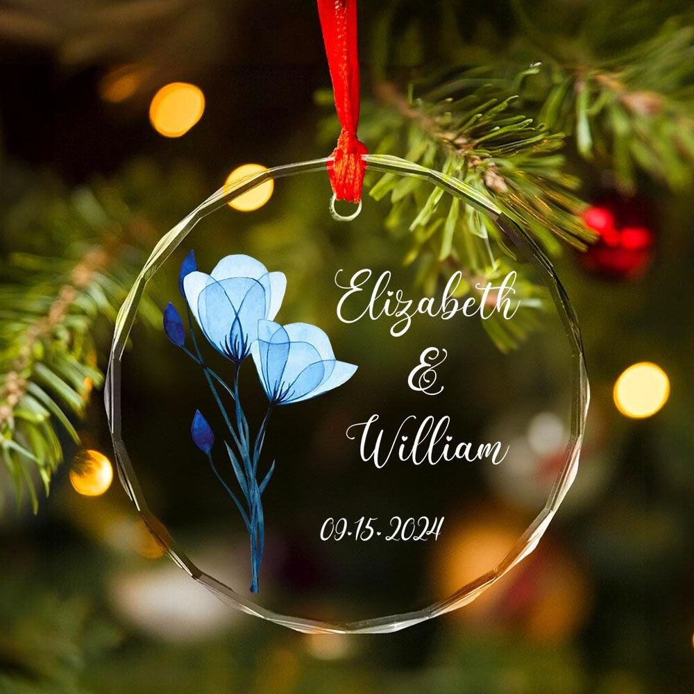 Personalized Couples Glass Christmas Ornament, Engagement or Wedding Gift - image 4
