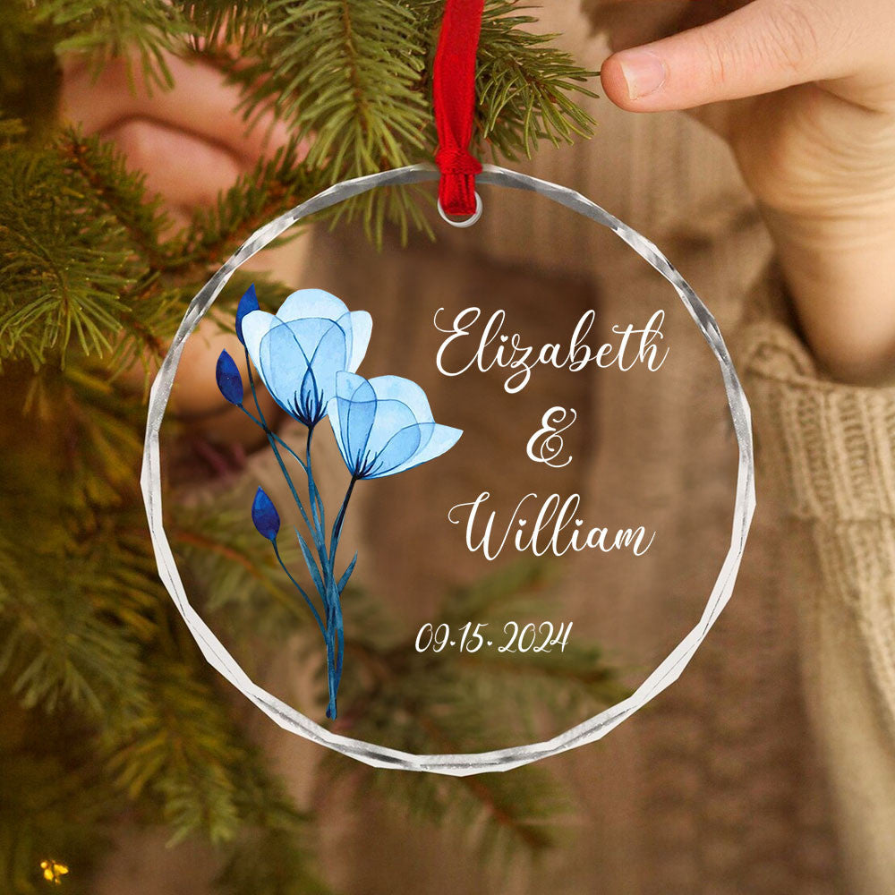 Personalized Couples Glass Christmas Ornament, Engagement or Wedding Gift - image 5