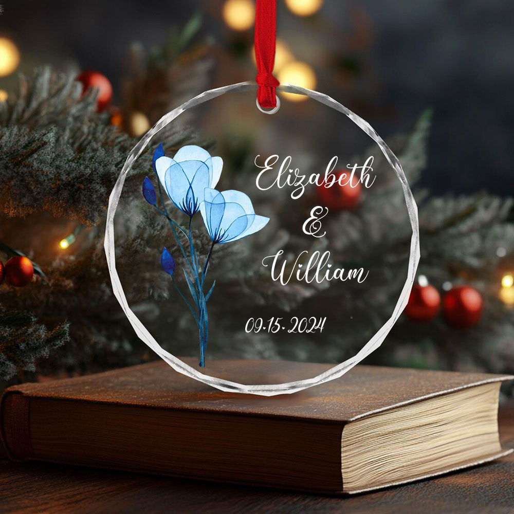 Personalized Couples Glass Christmas Ornament, Engagement or Wedding Gift - image 8
