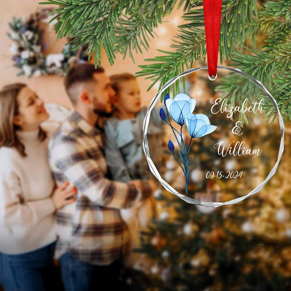 Personalized Couples Glass Christmas Ornament, Engagement or Wedding Gift - image 7