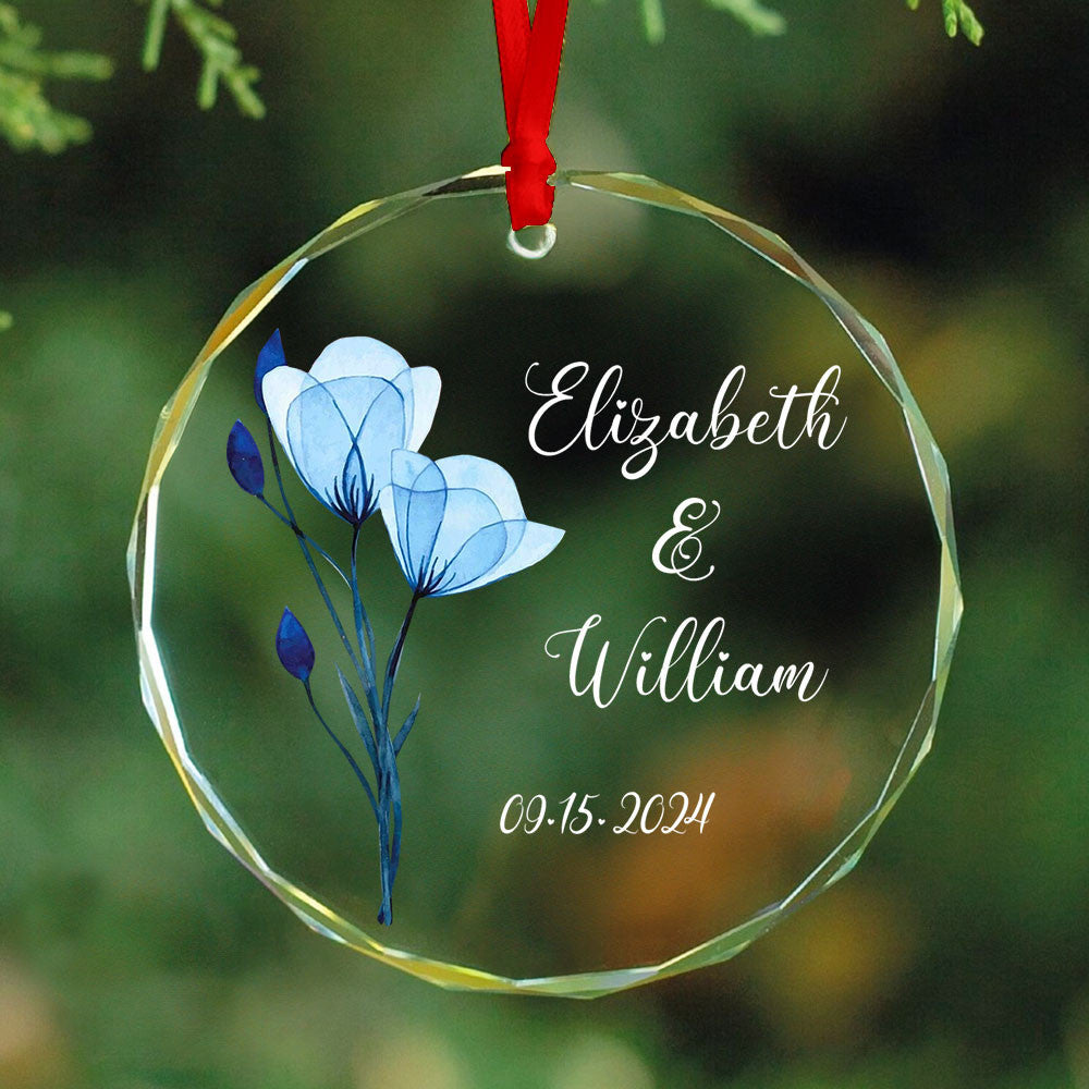 Personalized Couples Glass Christmas Ornament, Engagement or Wedding Gift - image 3