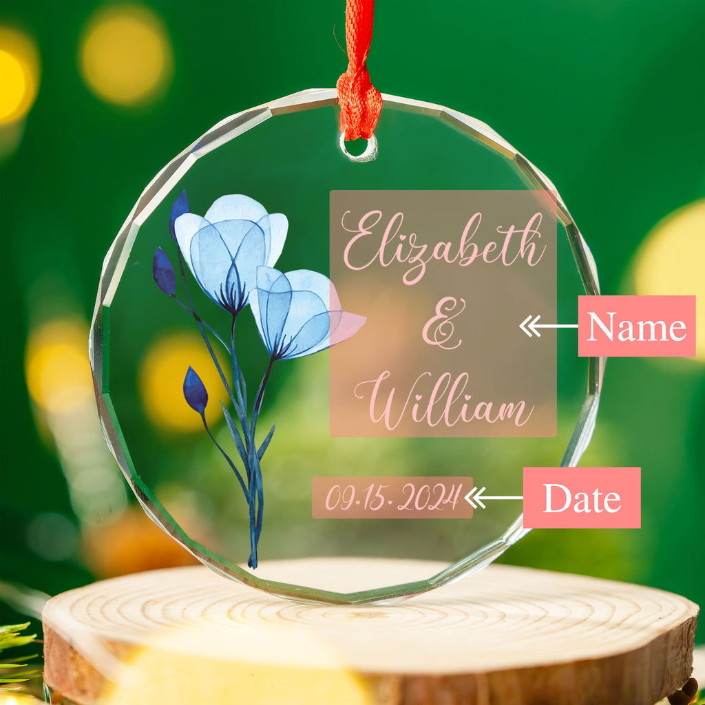 Personalized Couples Glass Christmas Ornament, Engagement or Wedding Gift - image 6