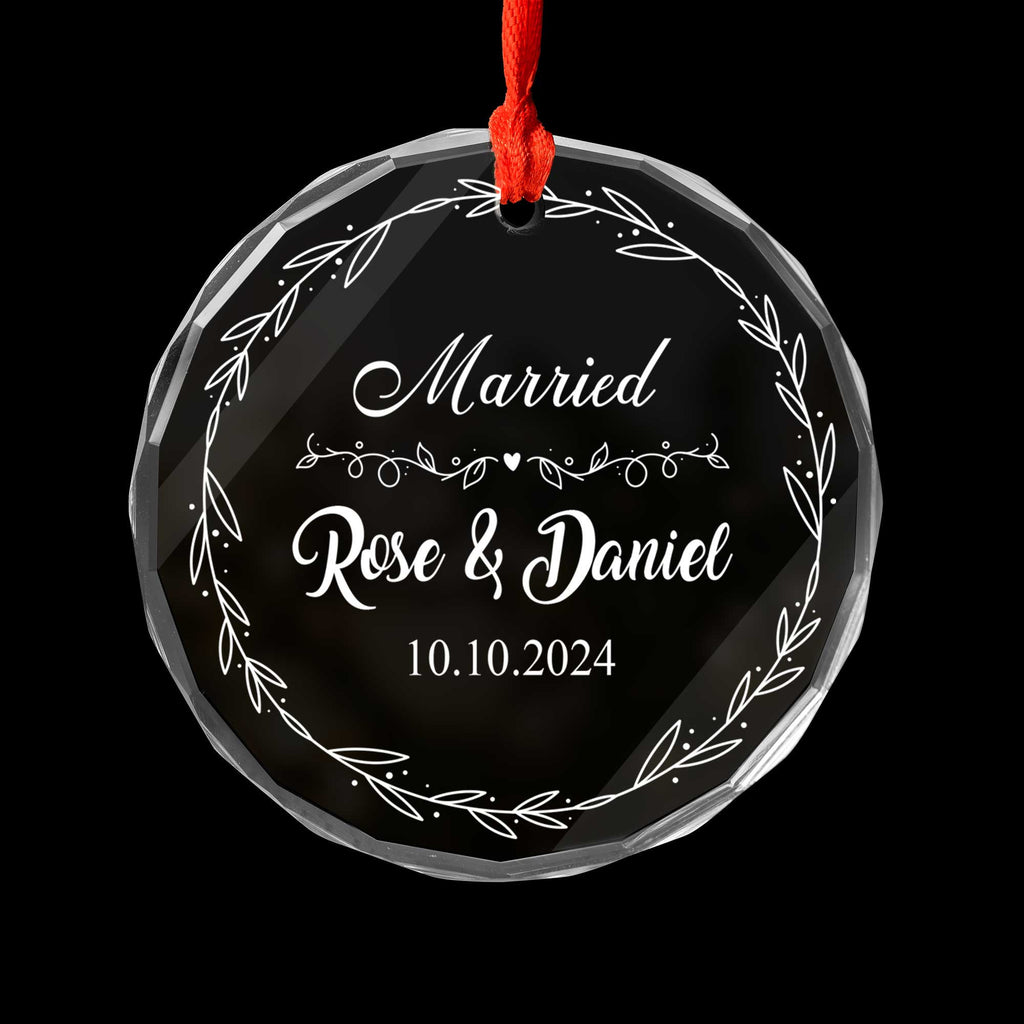 Personalized First Christmas Married Glass Ornament, First Anniversary Gift - image 4