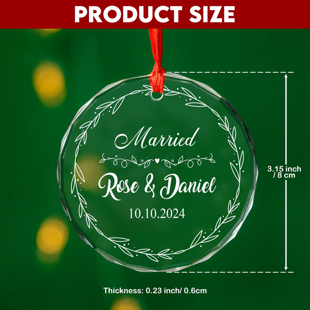 Personalized First Christmas Married Glass Ornament, First Anniversary Gift - image 5