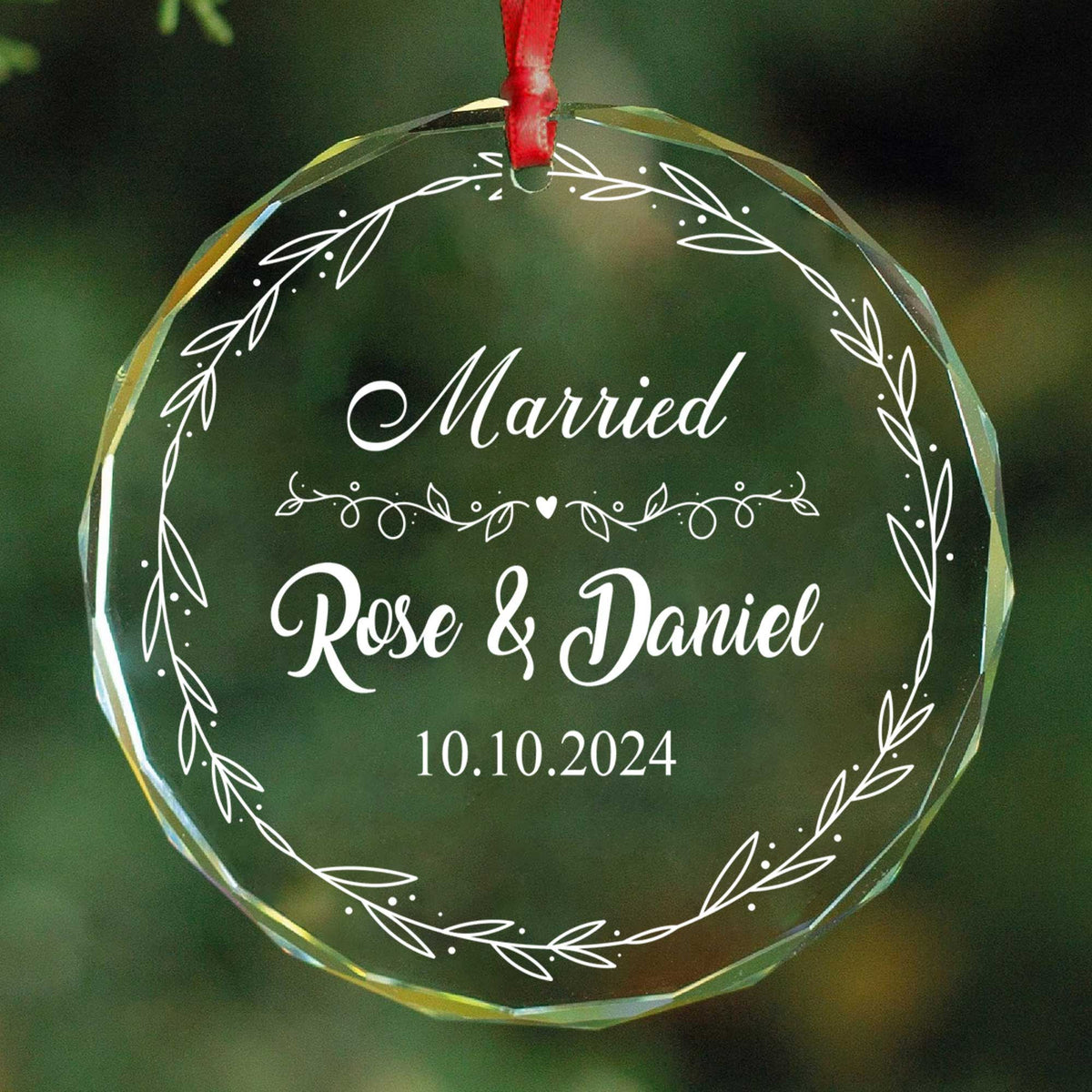 Personalized First Christmas Married Glass Ornament, First Anniversary Gift
