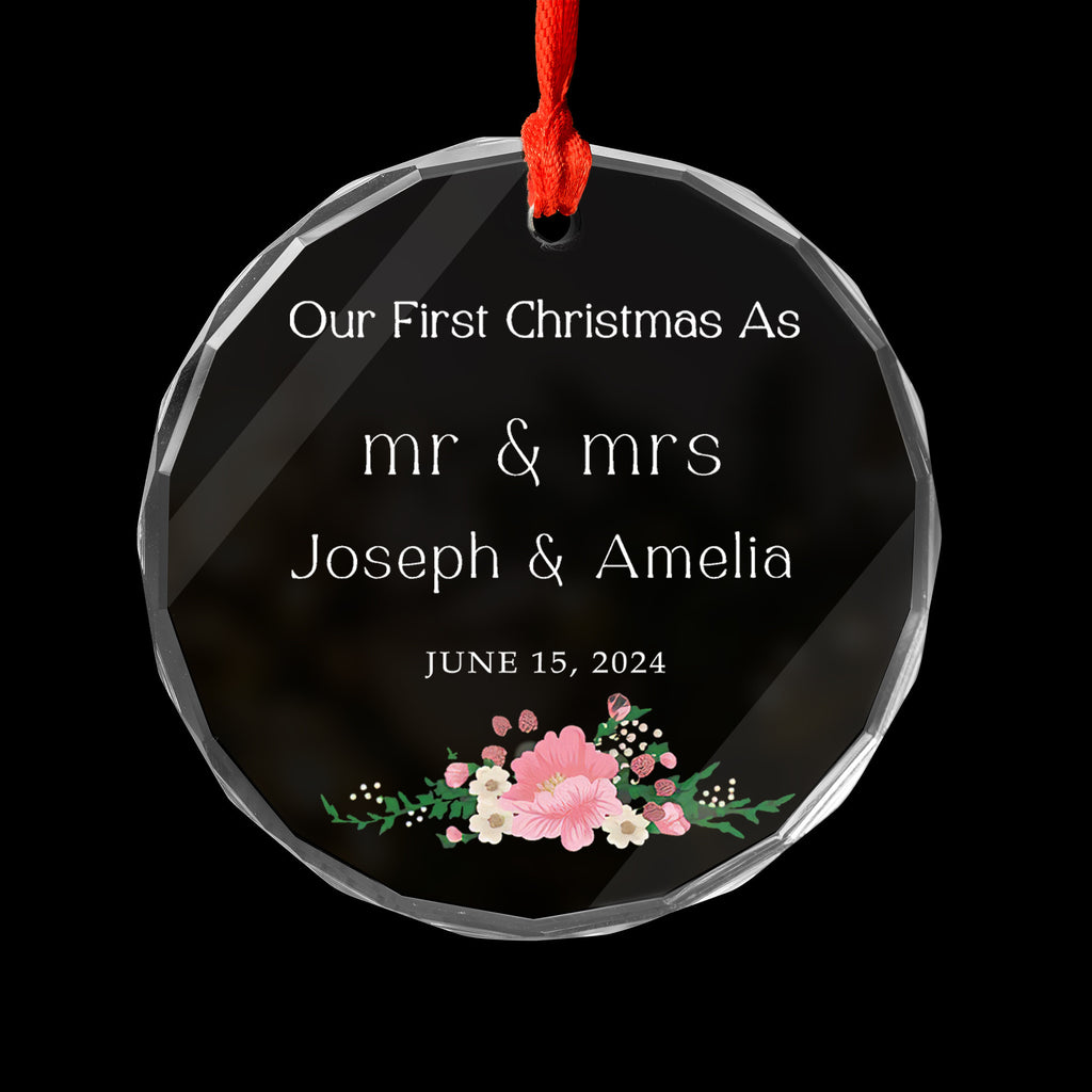 Personalized Mr and Mrs Name Glass Christmas Ornament, Wedding Gift for Couple - image 6