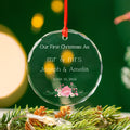 Personalized Mr and Mrs Name Glass Christmas Ornament, Wedding Gift for Couple