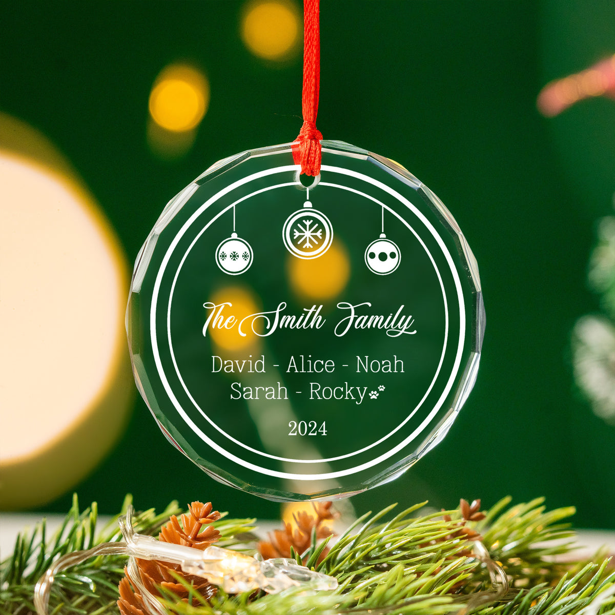 Personalized Snowflake Family Reunion Glass Christmas Ornament 2026, Christmas Gift Exchange