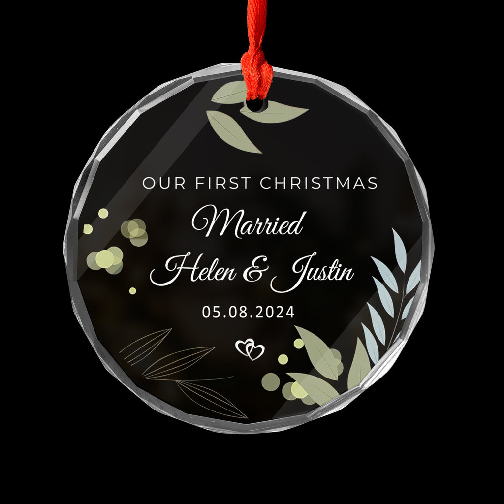 Personalized First Christmas Married Glass Ornament, 1st Christmas Wedding Keepsake - image 6