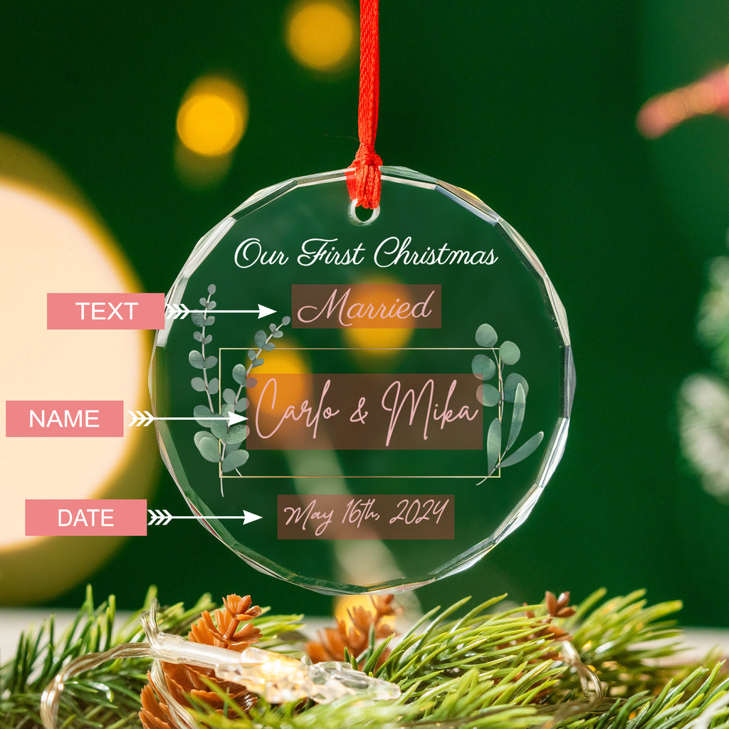Personalized First Christmas as Engaged Glass Ornament, Newly Engaged Couple Gift - image 2