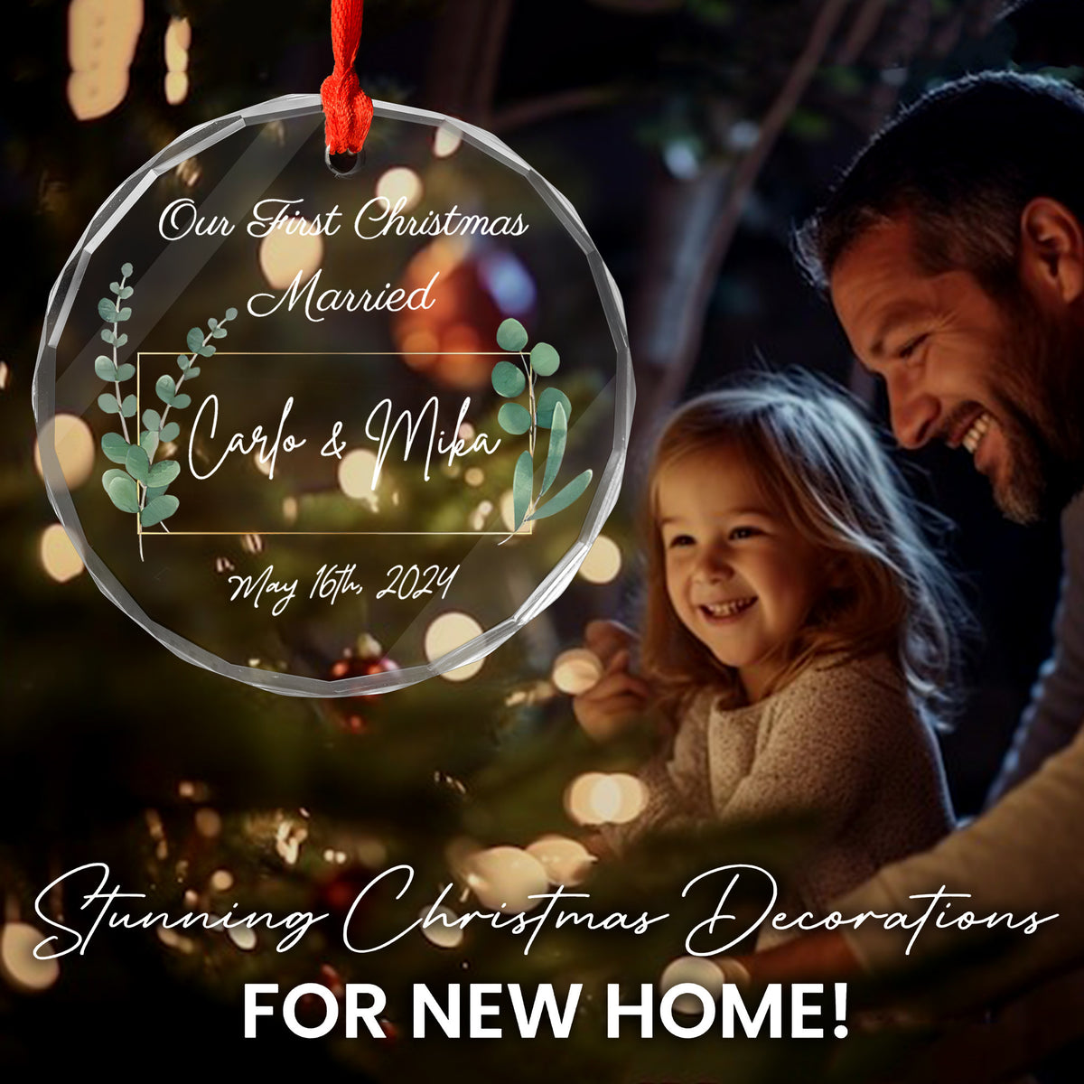 Personalized First Christmas as Engaged Glass Ornament, Newly Engaged Couple Gift - image 6