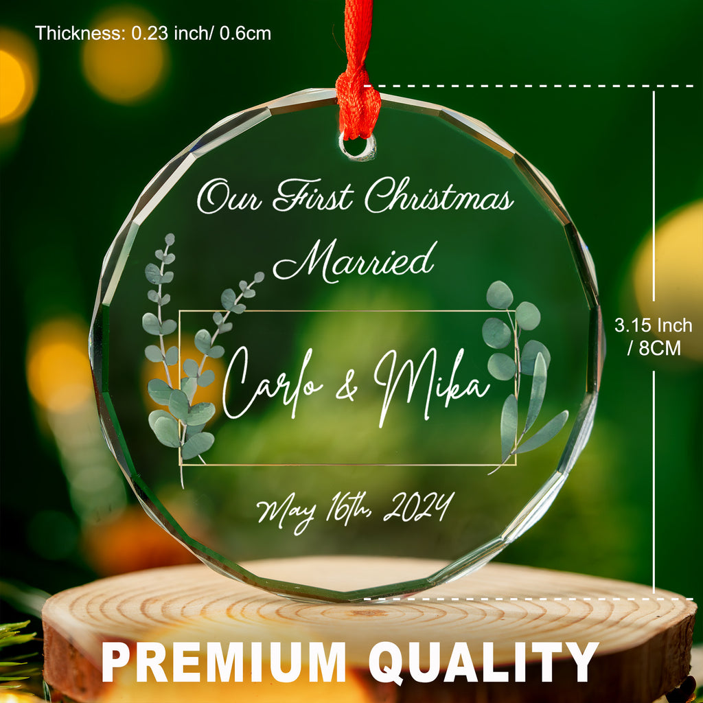 Personalized First Christmas as Engaged Glass Ornament, Newly Engaged Couple Gift - image 3