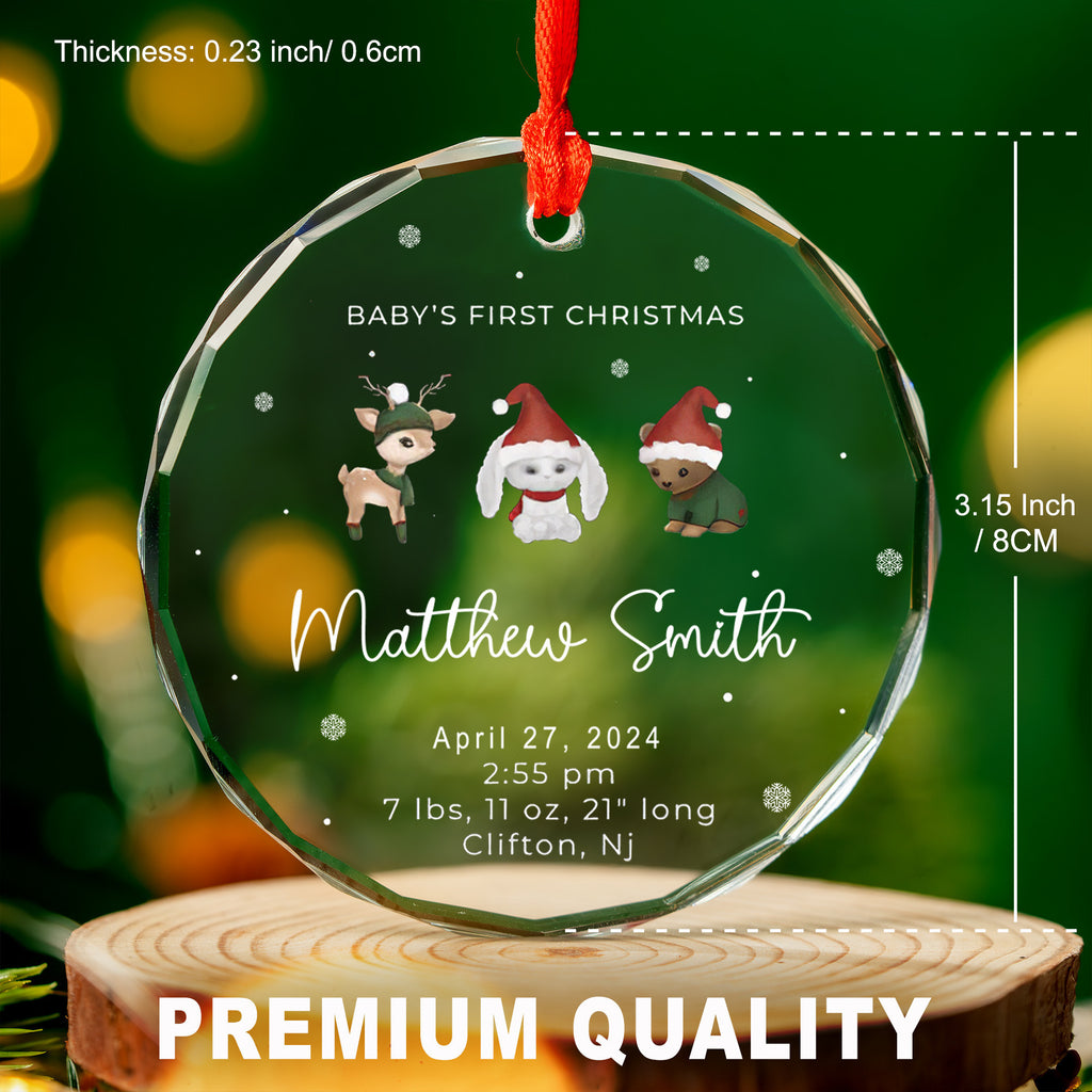 Personalized Baby Stats Glass Christmas Ornament, Baby Announcement Gift - image 3