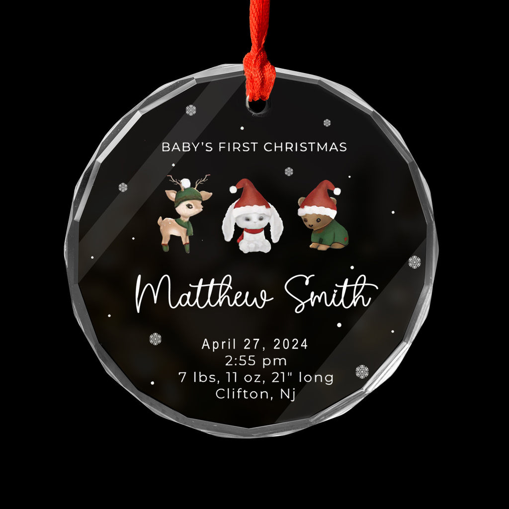 Personalized Baby Stats Glass Christmas Ornament, Baby Announcement Gift - image 2