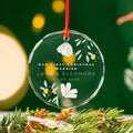 Personalized Floral Married Glass Christmas Ornament, Engagement or Wedding Gift