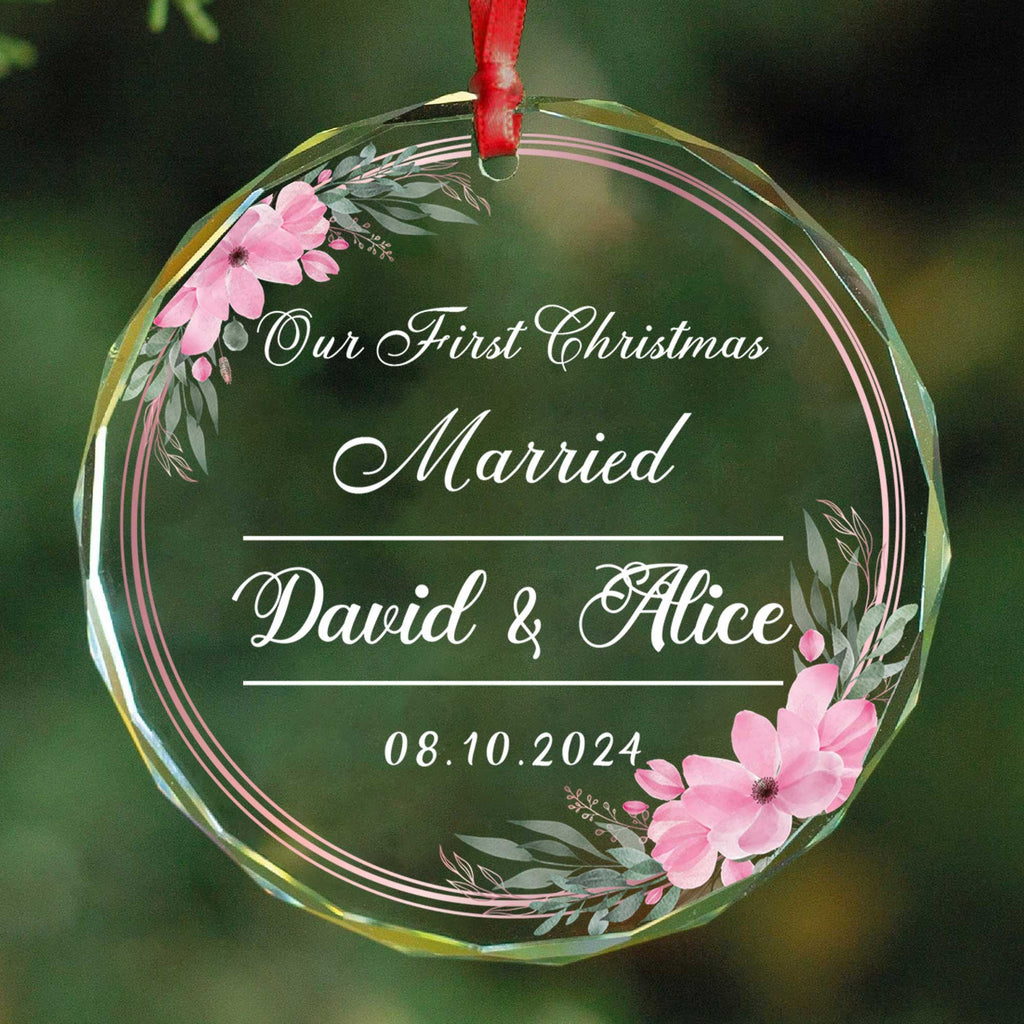 Personalized Christmas as Engaged Glass Ornament 2026, Engagement Gift