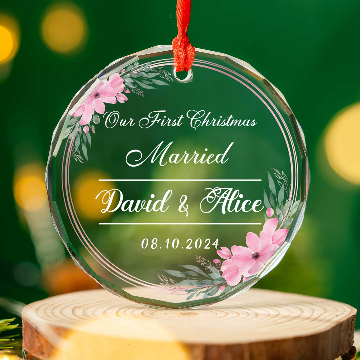 Personalized Christmas as Engaged Glass Ornament 2026, Engagement Gift - image 4