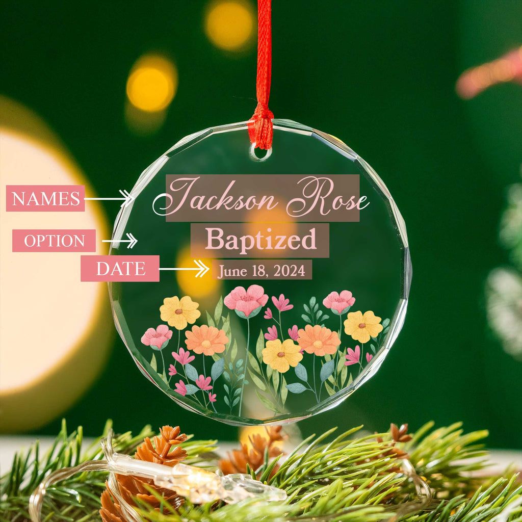 Personalized Baptism Glass Christmas Ornament, Christening Gift for Baby - image 4