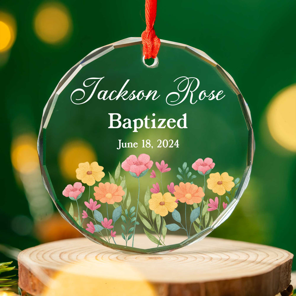 Personalized Baptism Glass Christmas Ornament, Christening Gift for Baby - image 6