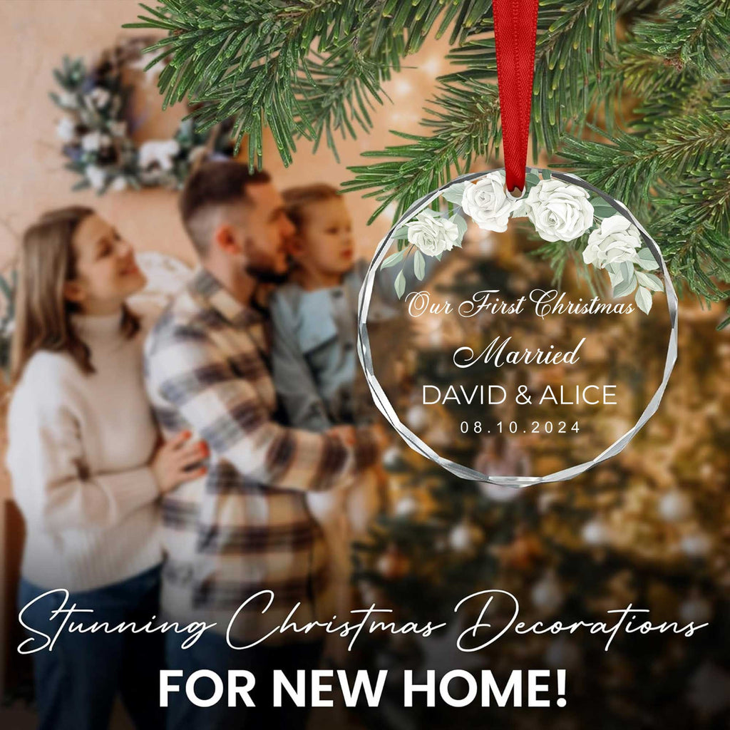 Personalized First Christmas Married Glass Ornament, Bridal Shower Gift - image 2
