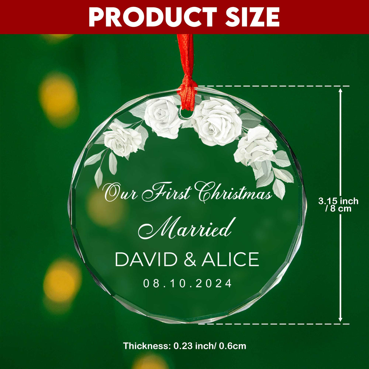 Personalized First Christmas Married Glass Ornament, Bridal Shower Gift - image 4