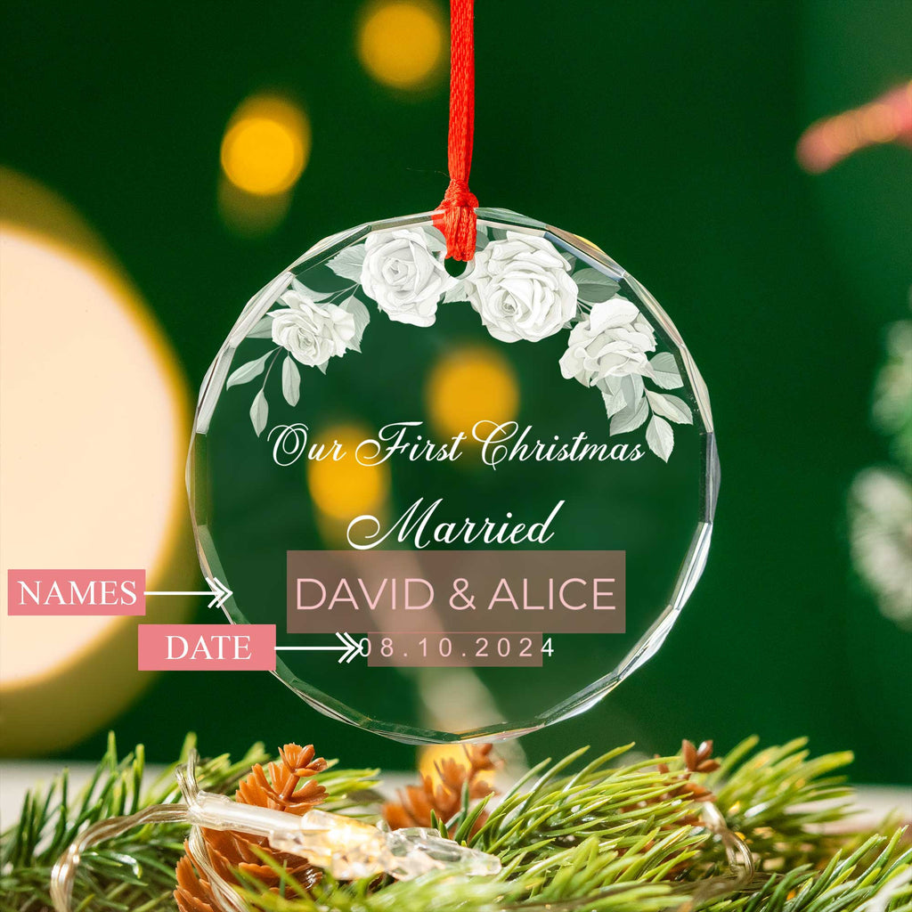 Personalized First Christmas Married Glass Ornament, Bridal Shower Gift - image 5