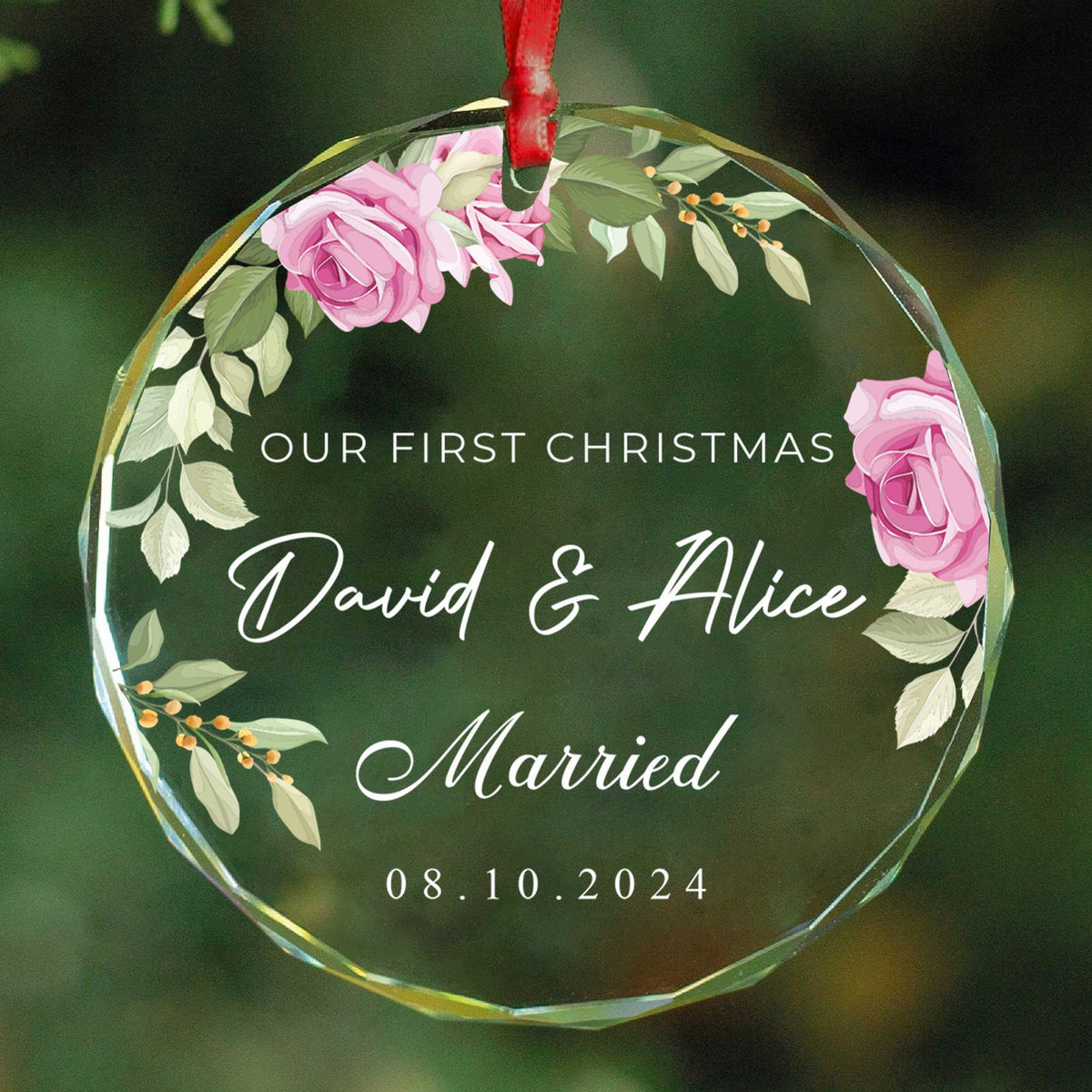 Personalized First Christmas as Married Glass Ornament, Couples Christmas Gift