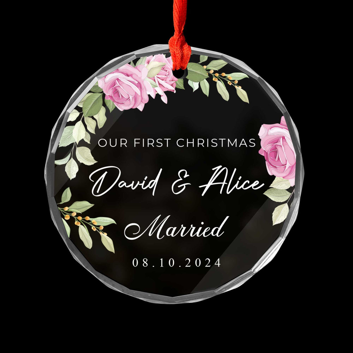 Personalized First Christmas as Married Glass Ornament, Couples Christmas Gift - image 7