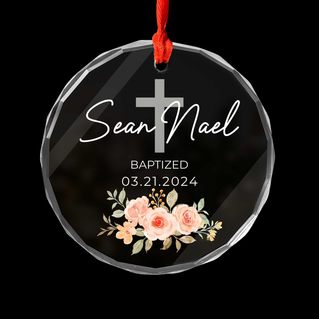 Personalized Baptism Glass Christmas Ornament, Baptized Baby Gift - image 2