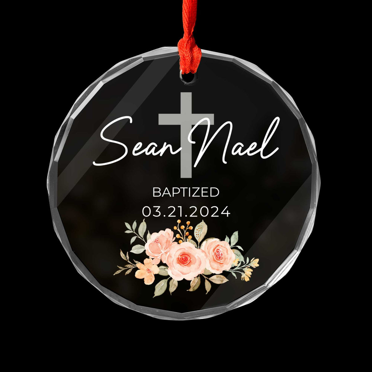 Personalized Baptism Glass Christmas Ornament, Baptized Baby Gift - image 2