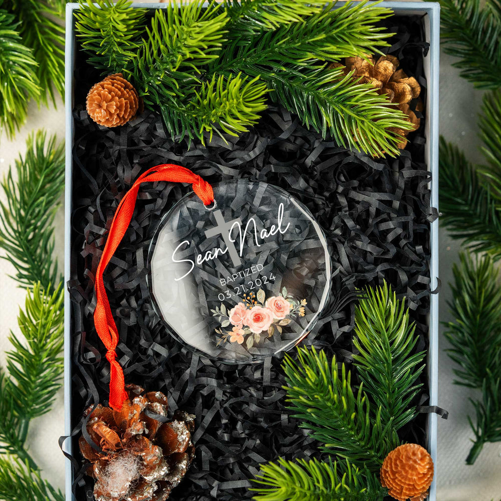 Personalized Baptism Glass Christmas Ornament, Baptized Baby Gift - image 3